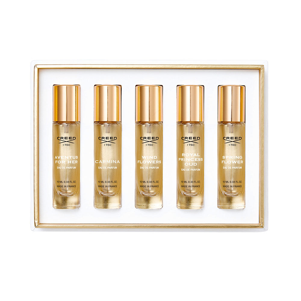 Creed Women s Gift Set 10ml Aventus for Her EDP + 10ml Wind Flowers EDP + 10ml Royal Princess Oud EDP + 10ml Spring Flower EDP + 10ml Carmina EDP