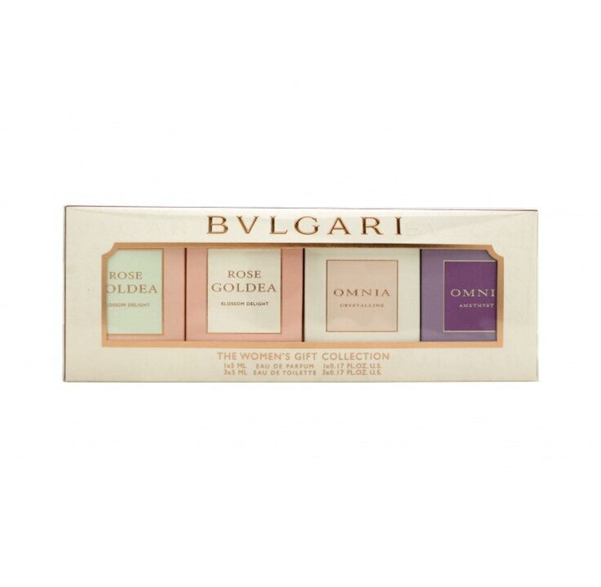 Bvlgari Miniatures Gift Set 5ml Rose Goldea Blossom Delight EDP + 5ml Rose Goldea Blossom Delight EDT + 5ml Omnia Crystalline EDT + 5ml Omnia Amethyste EDT