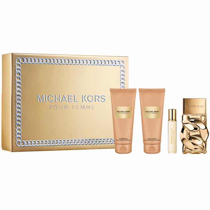 Michael Kors Pour Femme Gift Set 100ml EDP + 100ml Body Lotion + 100ml Shower Gel + 10ml EDP