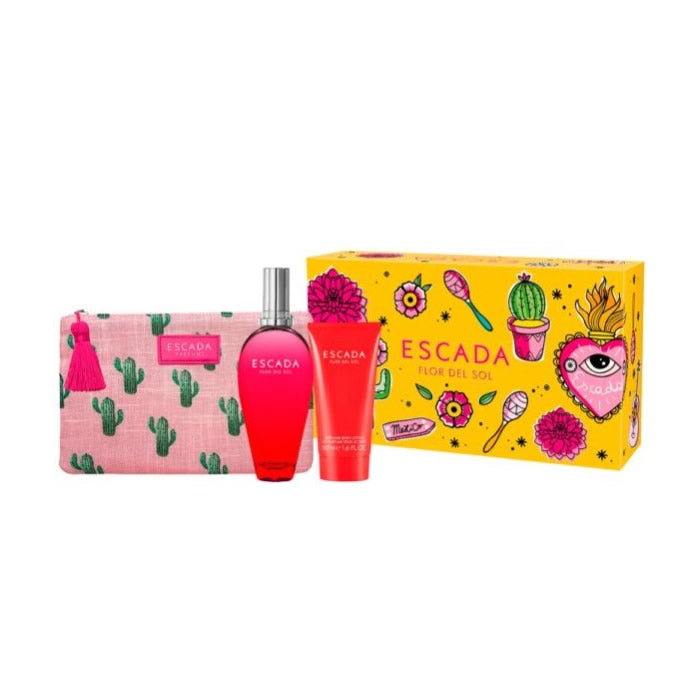 Escada Flor Del Sol Gift Set 50ml EDT + 50ml Body Lotion + Bag