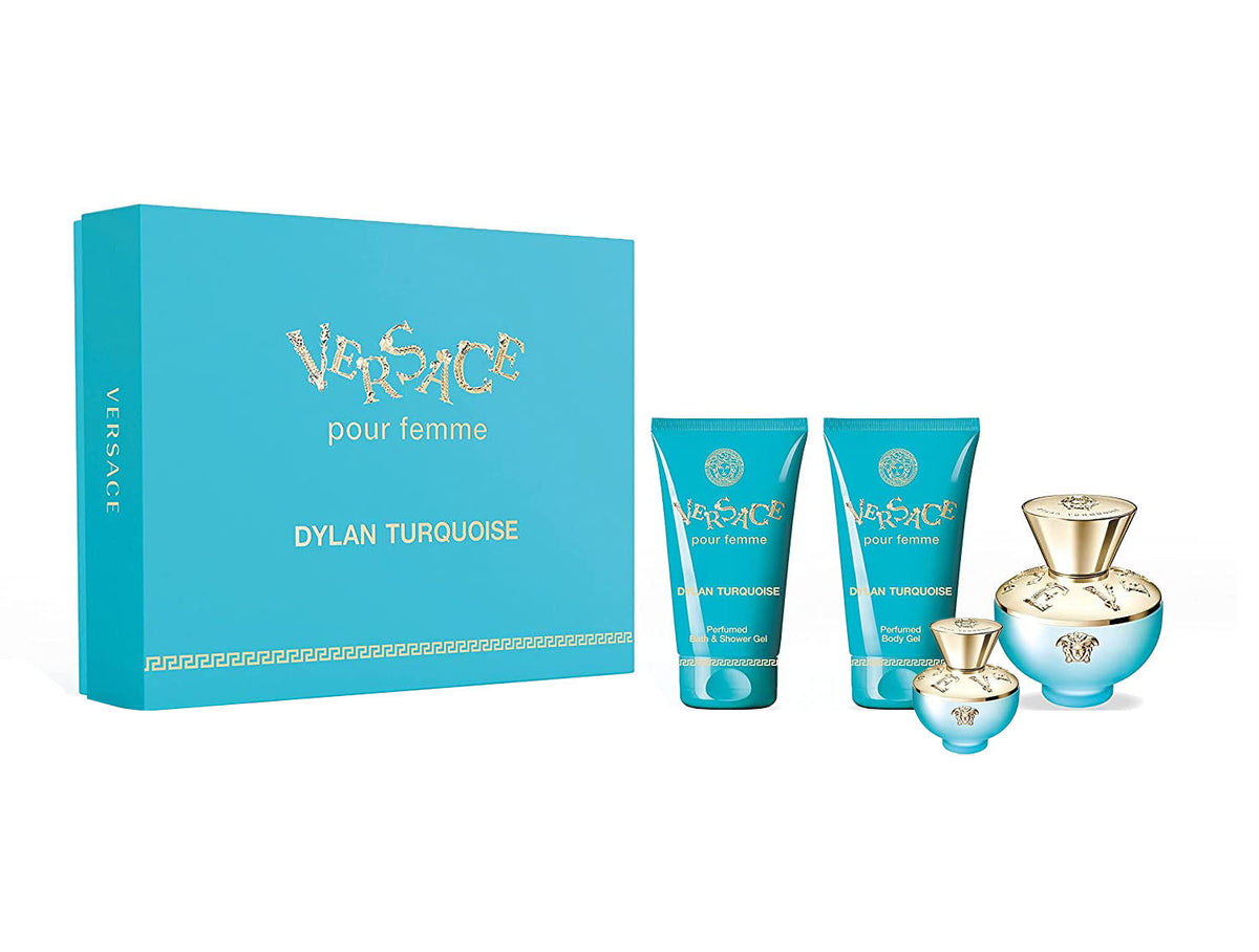 Versace Pour Femme Dylan Turquoise Gift Set 100ml EDT + 100ml Shower Gel + 100ml Body Lotion + 5ml EDT